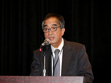 TMU Presient Ueno opens the Annual Meeting with his speech
